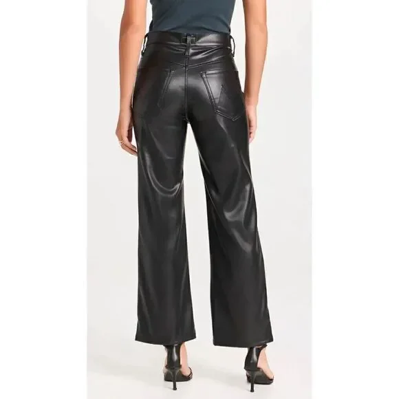 New Mother Pants The Rambler Zip Ankle in Black Faux Leather size 31